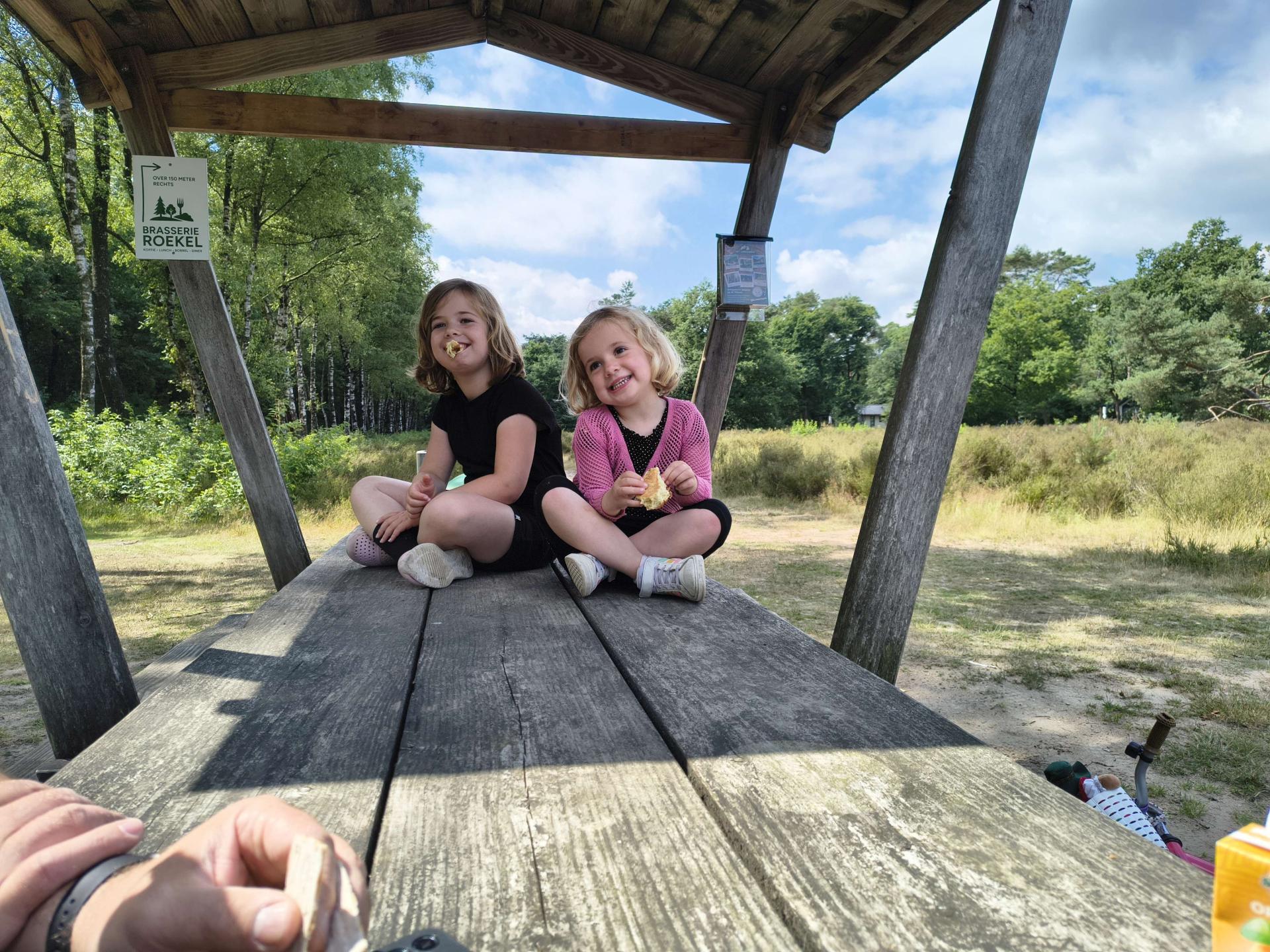 Kids op picknicktafel