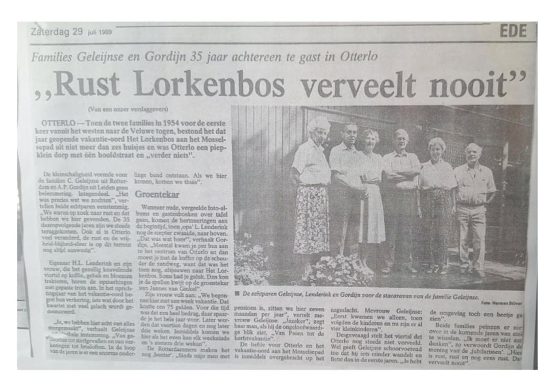Krantenartikel Lorkenbos